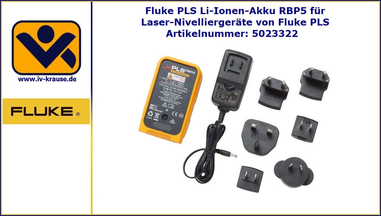 Lieferumfang PLS RBP5 Li-Ionen-Akku Fluke komplett Set fuer Laser-Nivellierer von Fluke PLS 5023322 -