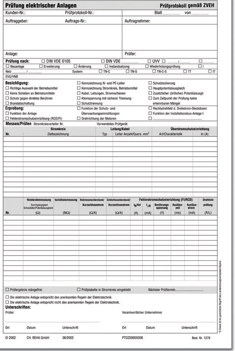 Fluke Prüfprotokolle