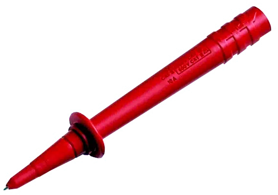 Messspitze, Prüfspitze, Bananenstecker, 4 mm Spitze, rot mit Schutzkappe