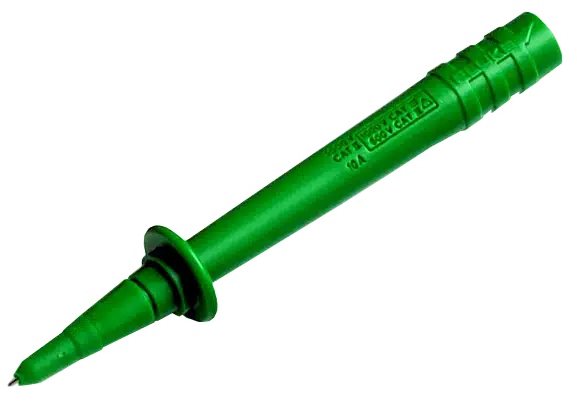 Messspitze, Prüfspitze, Bananenstecker, 4 mm Spitze, grün mit Schutzkappe