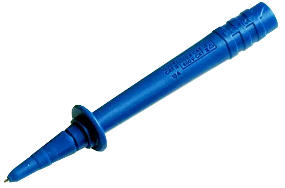 Messspitze, Prüfspitze, Bananenstecker, 4 mm Spitze, blau mit Schutzkappe